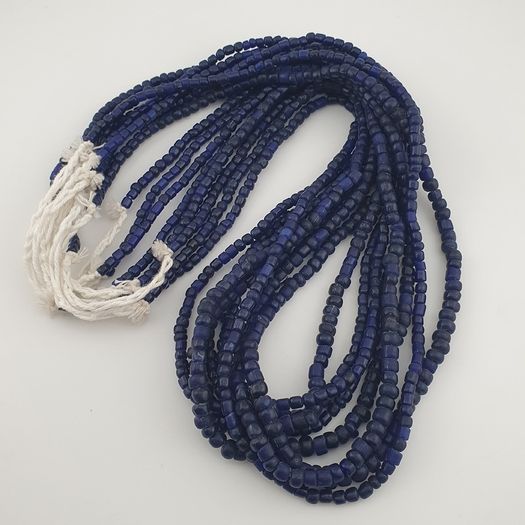 Antique African Style Dark Blue 4-5.5mm Glass Beads Necklace Strand