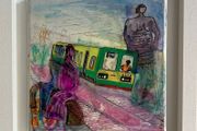 Framed Original Painting Seapoint Dublin Dart and Henry Moore Sculptures Original Gift