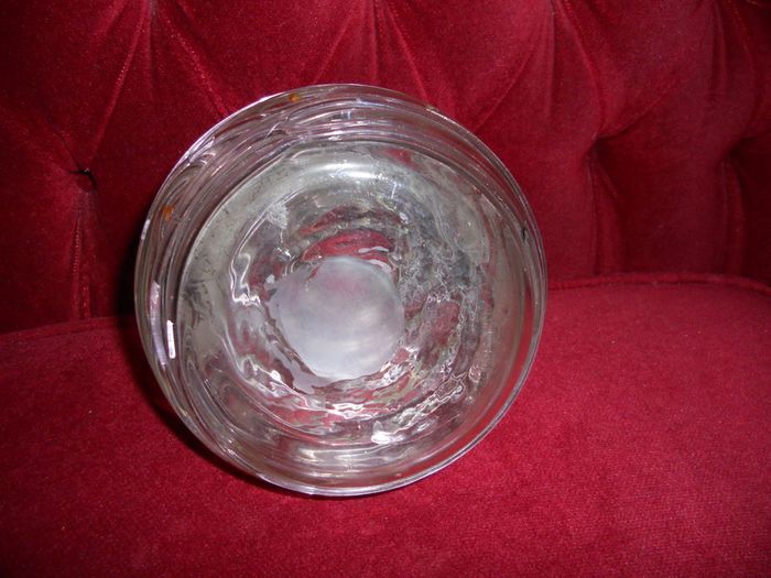 Antique 1920s Handmade Retro Blown Glass  Vase with Light Pink Webbing on Clear Glass
