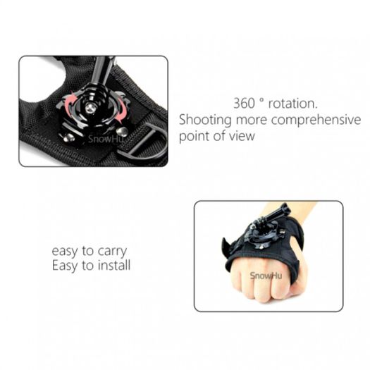 360 Swivel Glove Mount Wrist Strap for GoPro, SJCAM, Xiaomi Yi & Action Cameras - Size L - 21312