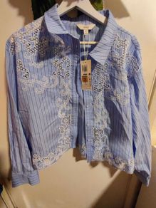M & S blue striped