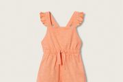 Mango baby cotton shorts peach jumpsuit Sz 12-18mths EUC