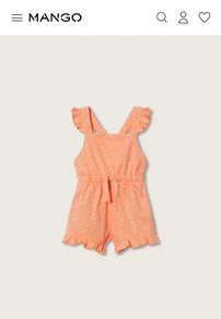 Mango baby cotton shorts peach jumpsuit Sz 12-18mths EUC
