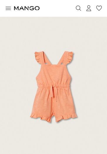 Mango baby cotton shorts peach jumpsuit Sz 12-18mths EUC