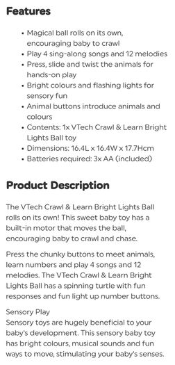 VTech Crawl & Learn Bright Lights Ball