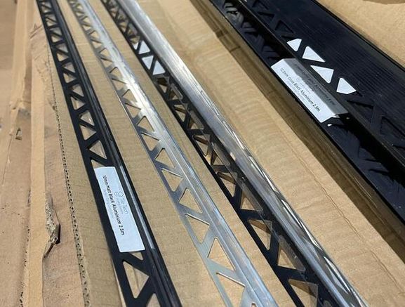 10mm & 12.5mm Straight Aluminium Tile Trim Chrome/Brass/Oxidized 2.5m