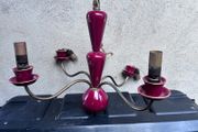 Vintage ceramic and brass 4 arm chandelier