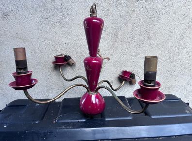 Vintage ceramic and brass 4 arm chandelier