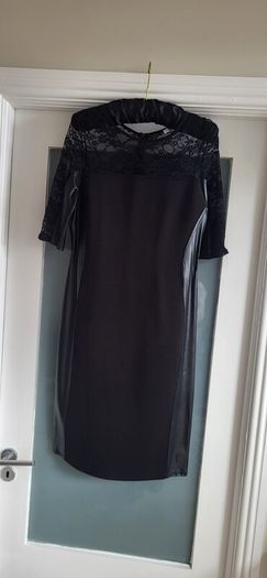 KDK London Black bodycon dress with lace detail Sz 12UK