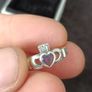 Vintage Purple Cubic Zirconia Sterling Silver Irish Claddagh Solitaire Ring Image 4