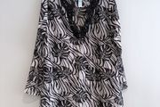Pre Owned Primark Monochrome Tropical Leaf Print Beach Cover-Up