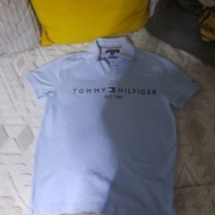 light blue Tommy hilfiger polo shirt