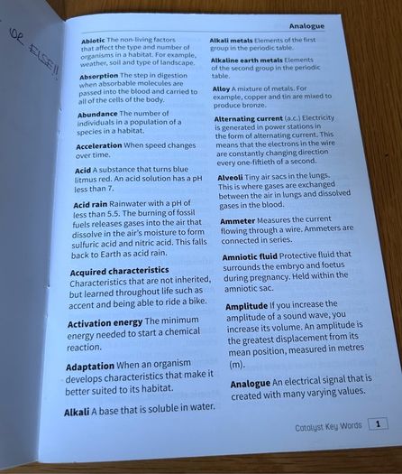 Catalyst - Junior Cycle Science Key Words Book