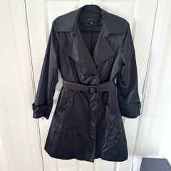 London Fog Black Trench Coat Large