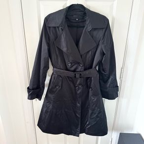 London Fog Black Trench Coat Large