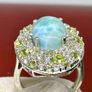 Larimar, Peridot & White Zircon Halo Ring (11.24 Ct) Image 8