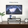 Monitor Stand Riser, 2 Tier Wooden Desk Riser, 420mm Wide, 142mm Height, 30kg Load, Cable Management Slots, Phone Holder, Non Slip Pads, Monitor Riser Stand, Desktop Organiser, Black Image 5