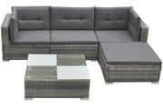 5 Piece Garden Lounge Set with Cushions Poly Rattan Grey