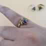Lot Of Vintage 3 Adjustable Flower desgin Brass Rings With Jade ,Lapis Lazuli ,MoonStone Image 9