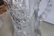 Antique American Brilliant heavy Crystal 1900 s Tall Sawtooth Pitcher, Brilliant Cut Glass Hobstar 9" Water Pitcher and  weighs about 7 lb. 3.1 kg.approx.