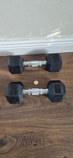 2 sets of used hexagonal dumbbells