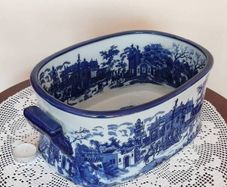 Vintage large size blue and white ironstone china planter/ bowl