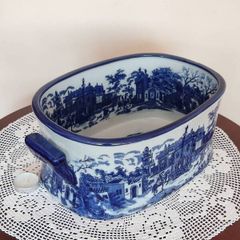 Vintage large size blue and white ironstone china planter/ bowl