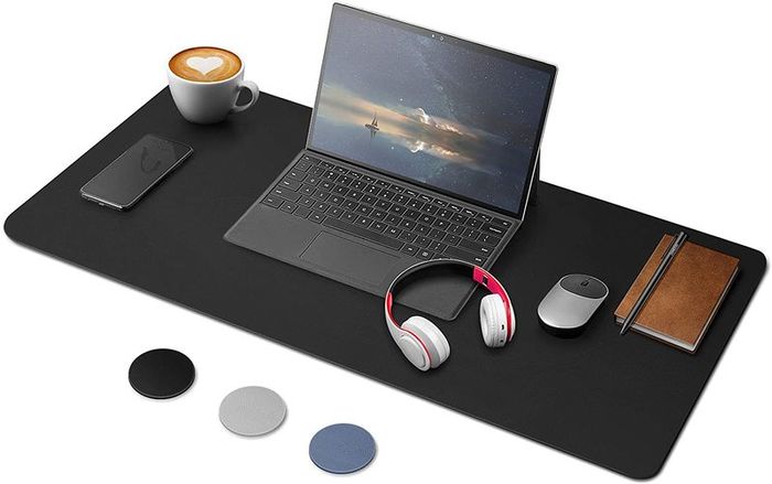 Leather Office Desk Mat, 80CMx40CM Desk Blotter Pad, Waterproof & Non-Slip Writing Mat Mouse Pad, Easy to Clean Desk Cover Protector for Office Home
