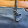 Large navy leather tote bag by Paul Costelloe Image 3