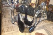Newgrange Living Freeform Art Glass Abstract Candle Holder in deep purple and clear glass, Postage Available or Collection