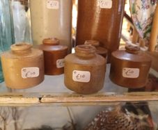 various antique stoneware  ink bottles