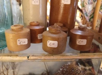 various antique stoneware  ink bottles