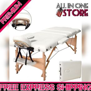 Portable Massage Bed Table - 3-Section Foldable Beauty Couch for Reiki Therapy Treatment Salon Healing - Metal Headrest Support/Carry Bag (FREE POSTAGE)