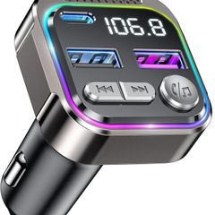Bluetooth Car Adapter, Radio Receiver Audio FM Transmitter, Wireless Hands Free Phone Digital Kit, USB C QC PD 36W Fast Charger for 12V/24V Cigarette Lighter, U Disk MP3 Music Player Device