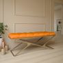Metal-Framed Bench 100x40cm Gold Frame / Velour Image 9