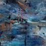 Original Irish art Poolbeg Chimneys Framed in Gold frame Image 8