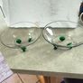 2 clear glass bowl with virbant green glass feet . Image 7