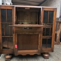 Vintage Oak Bureau & Cabinet