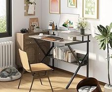 70cm Computer Desk, Home Office Desk for Home, Small Desk for Spaces, GreyOak Small Table with Monitor Stand