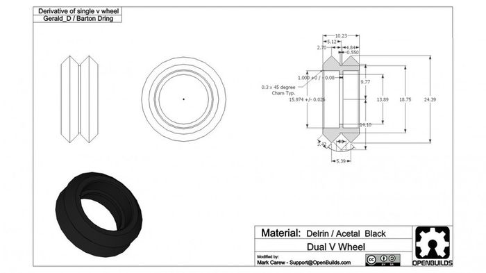 V wheel Dual V Kit POM/Delrin