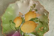 Antique Moritz Zdekauer MZ Austria Fruit Lemon Porcelain Scalloped  Plate as hanging plate
