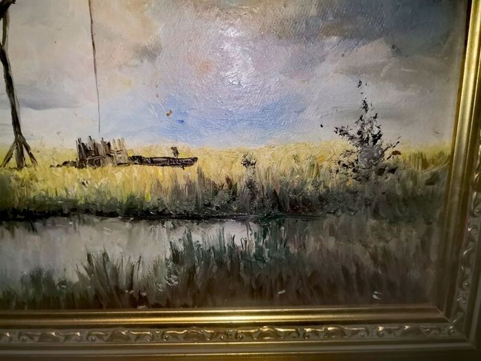 Old oil painting on canvas