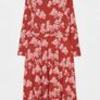 White Stuff Elaina Dress UK12 Red Floral Ecovero Long Sleeve Midi NWT CAN POST Image 2