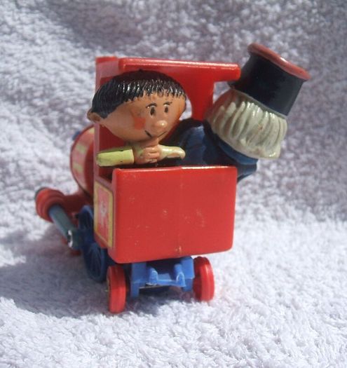 MAGIC ROUNDABOUT TRAIN ENGINES (Corgi 851) - three vintage diecast engines with figures (early 1970's)