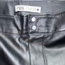 Zara Black Faux Leather Biker Trousers Zip Detail High Waist UK 10 Image 5