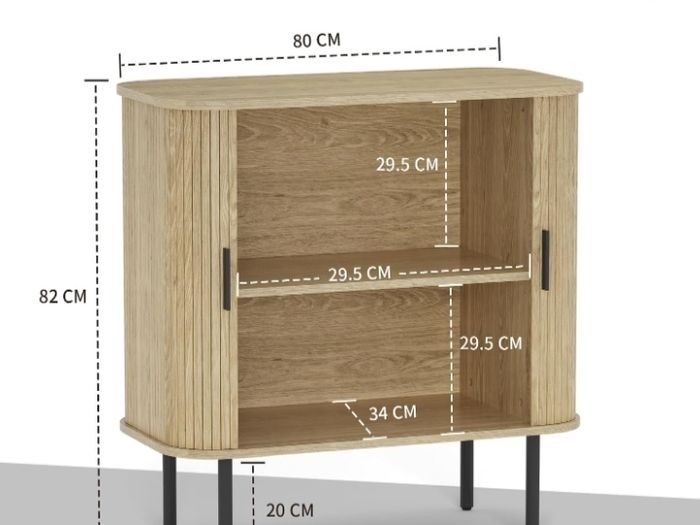 Buffet Storage Cabinet for Living Room, Kitchen Cupboard with Tambour Sliding Door, Storage Unit for Modern Home Dinning Room,Nature
