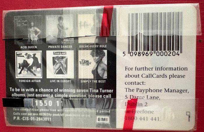 Tina Turner Mint Callcard
