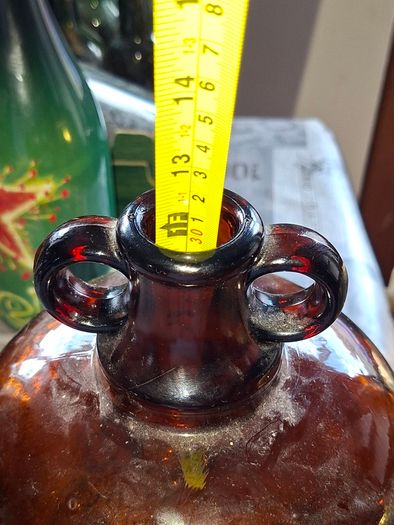 2 Demijohn Jars, Amber and Clear glass,  Stage or Movie Props collectible. Postage Available or Collection