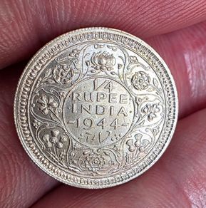1944 silver 1/4 rupee