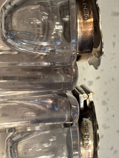 Pair 1912 Sheffield silver top inkwell
